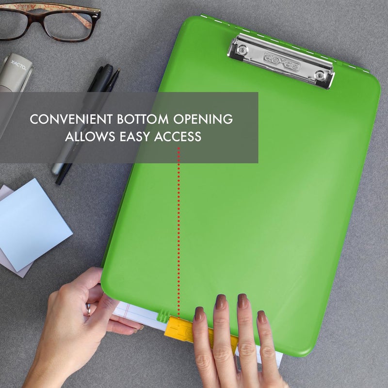 Dexas Slimcase Storage Clipboard, Lime Green 13.5" x 9.5" - Image 5